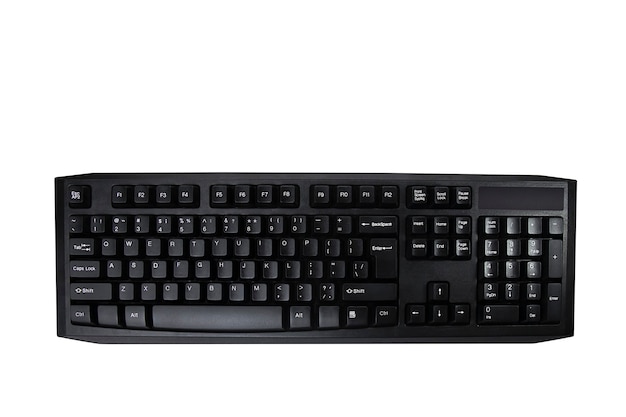 Black wireless keyboard on white surface