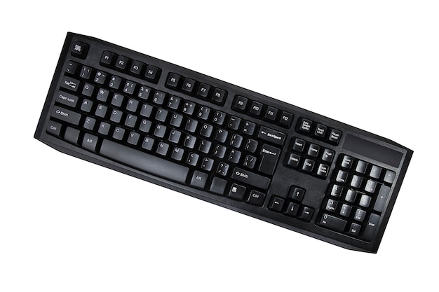 Black wireless keyboard on white surface