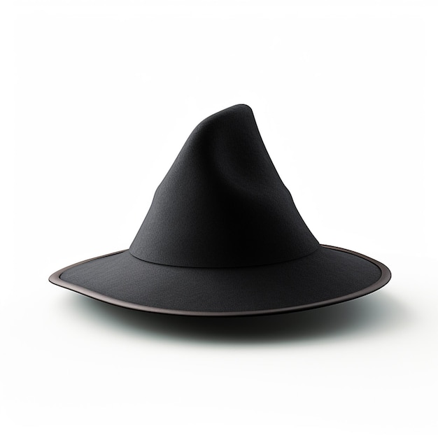 Photo black witch hat for halloween in 3d on white background