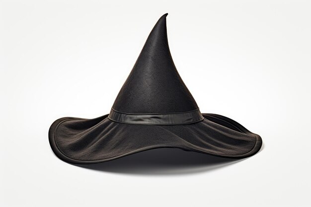 Cappello di strega nero isolato su sfondo bianco con percorso di ritaglio