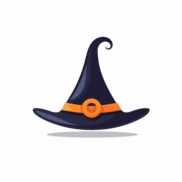 Photo a black witch hat with orange belt and a buckle generative ai