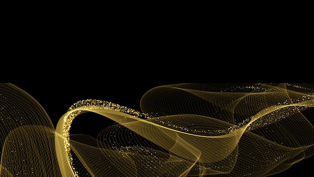 Black with Gold Glitter Wave Luxury Zoom Virtual Background