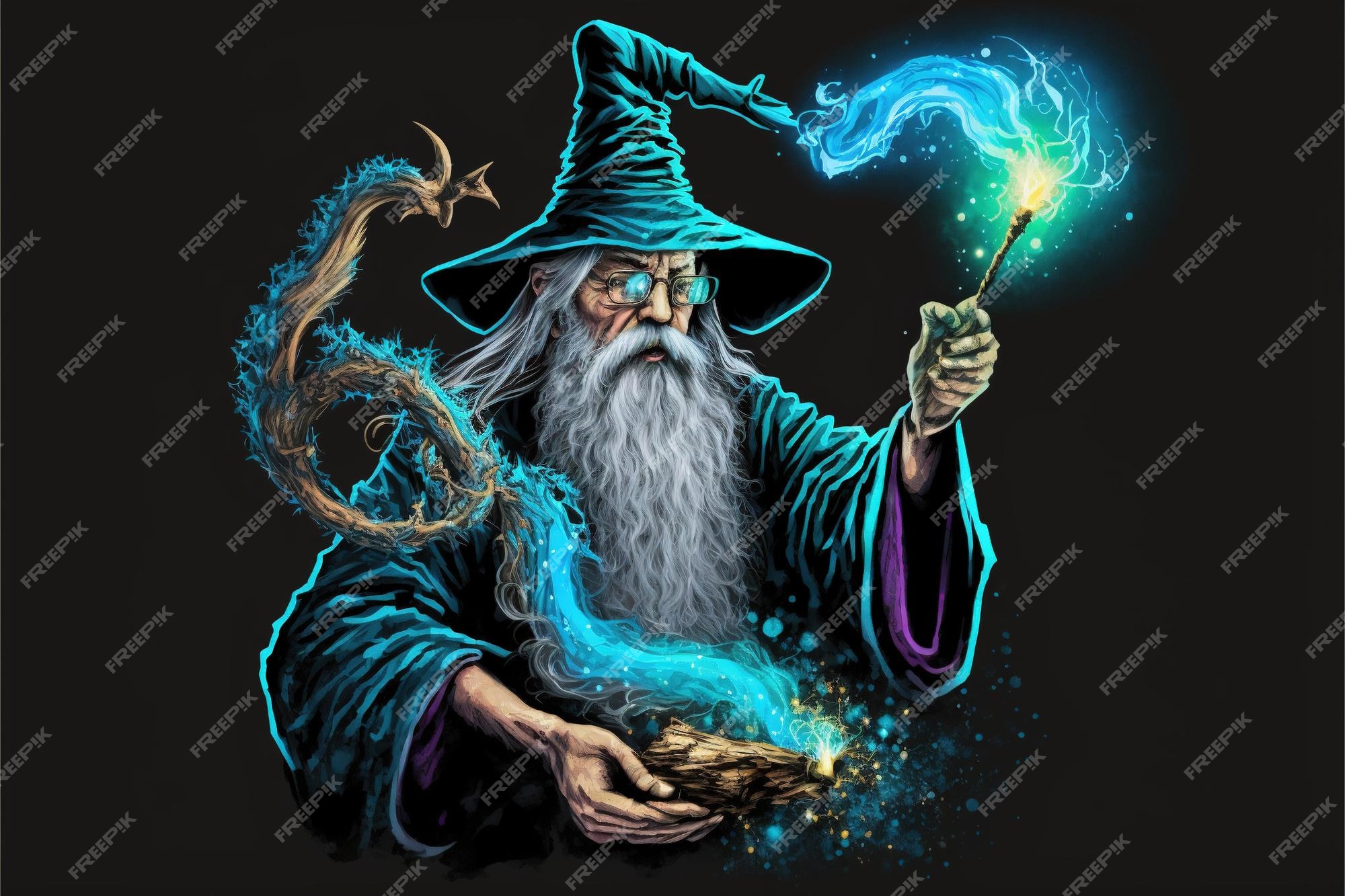 Premium Photo  Black wizard with a magic wand summoning the dragon digital  art style illustration painting fantasy concept of a wizard with the dragon