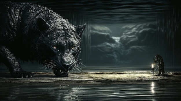 Photo black wolf hd 8k wallpaper stock photographic image