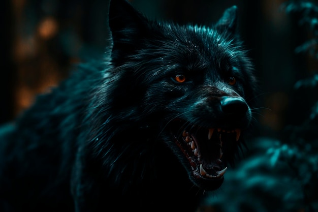 The black wolf opened its mouth Generative AI