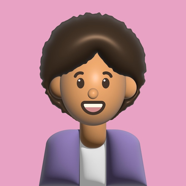 黒人女性 3Dイラスト 肖像画 笑顔のキャラクター