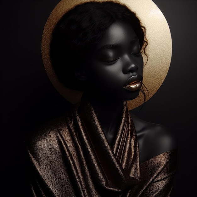 A black woman against a golden moon