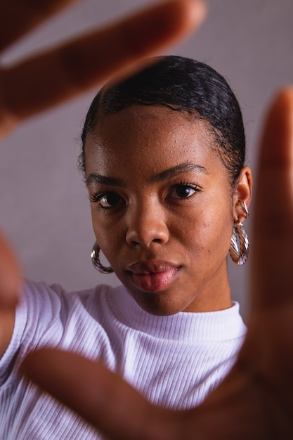 Black woman. Black woman portrait in photo studio