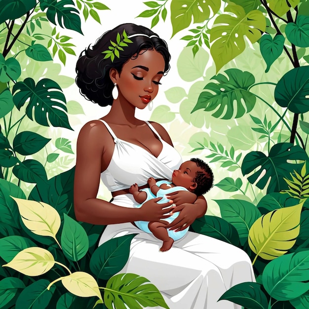 Photo black woman breastfeeding a baby