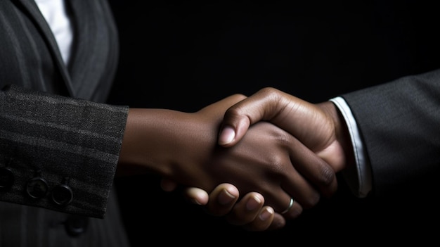 Black woman or businessman handshake