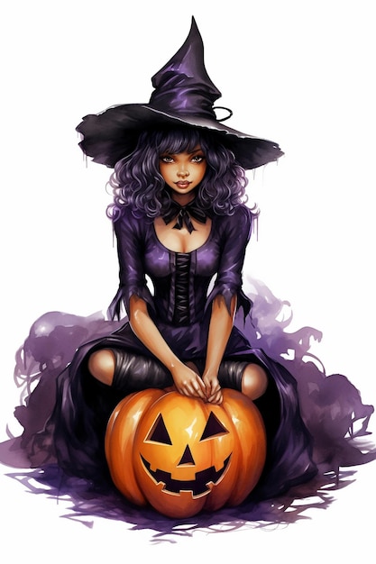 black woman halloween illustration