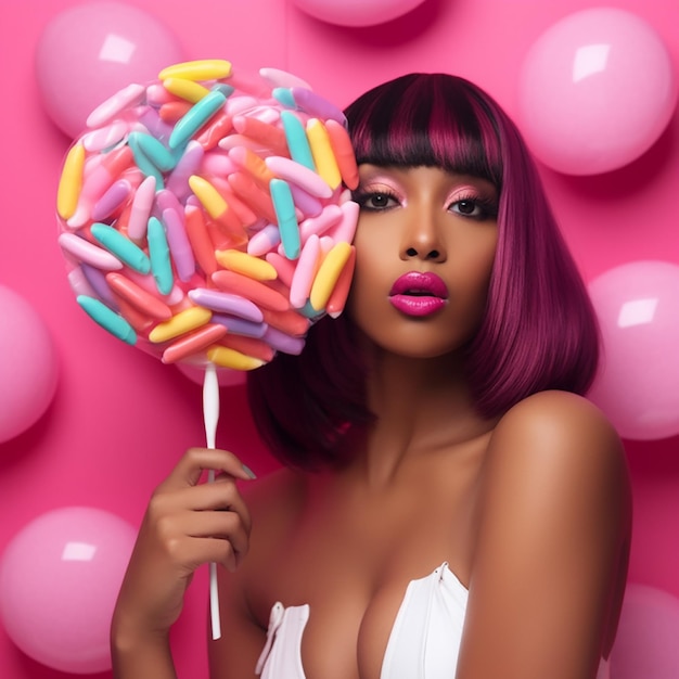 black woman holding lollipop