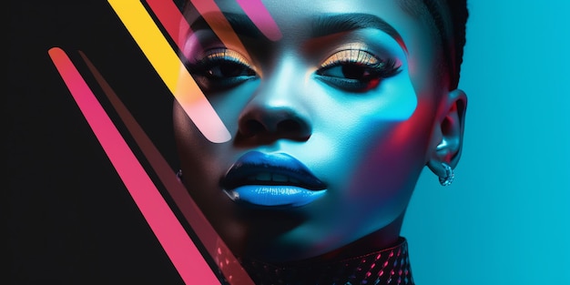 黒人女性 雑誌の表紙 美しいイラスト画像 生成AI