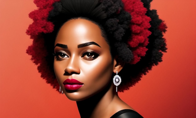 흑인 여성 초상화 추상 미술 강력한 여성 권한 부여 흑인의 삶이 중요합니다.