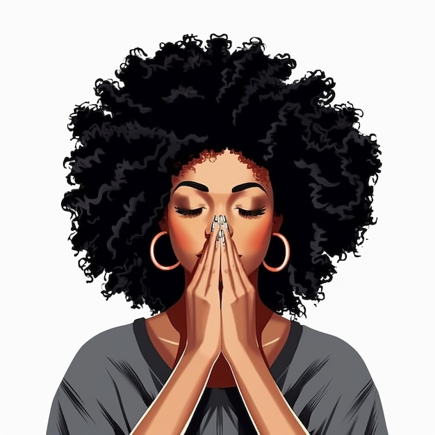 Black woman praying clipart generativi ai