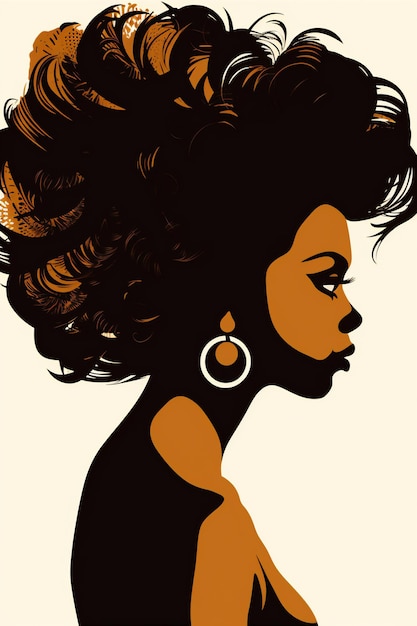 black woman in side illustration of black and white picture