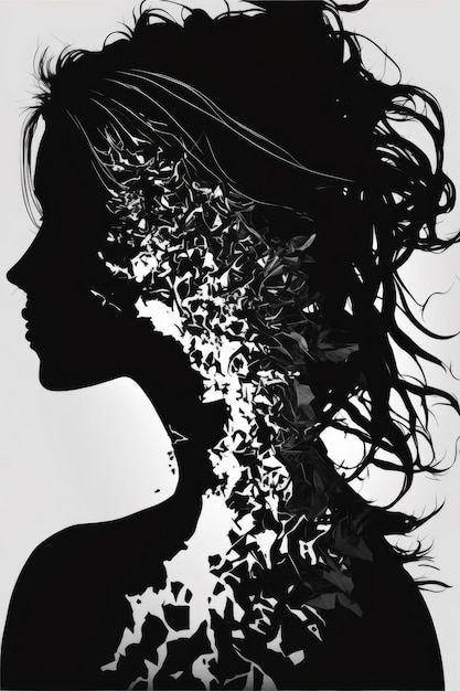 Photo black woman silhouette made by aiartificial intelligence