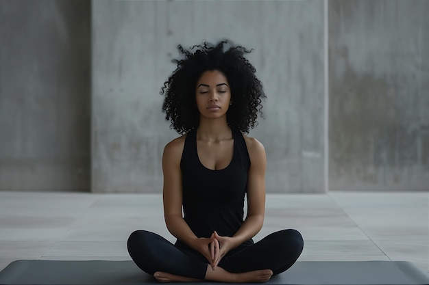 Photo black woman sitting yoga