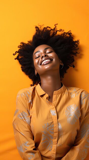 Black woman sleeping smiling on the mattress