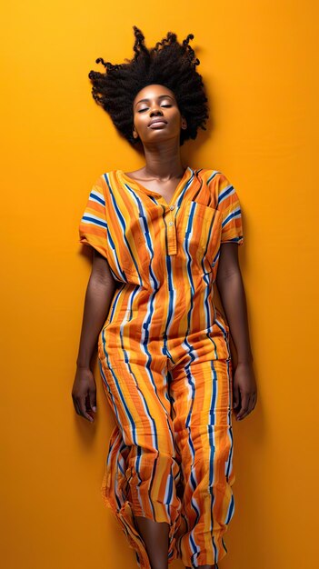 Black woman sleeping smiling on the mattress