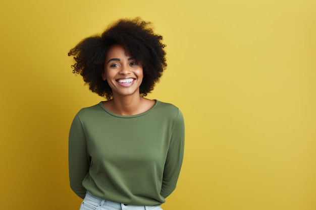 Black woman smiling in a studio