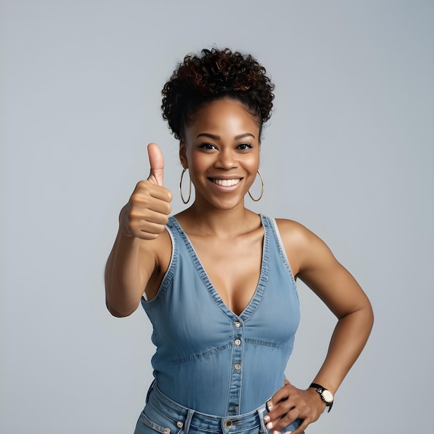 Photo black woman thumbs up sign