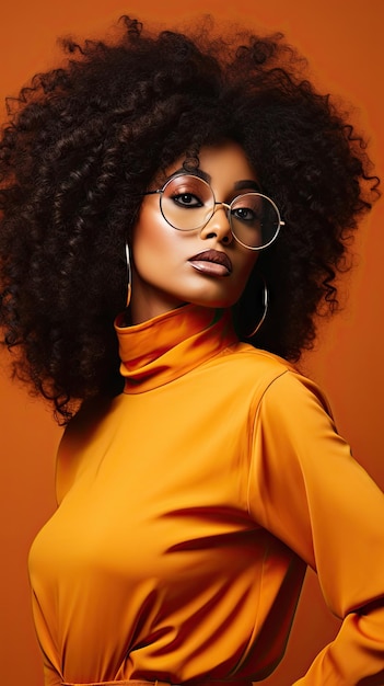 Black woman wearing glasses long curly hair