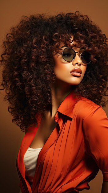 Black woman wearing glasses long curly hair