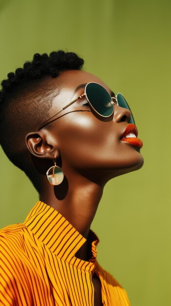 Black woman wearing glasses short hair