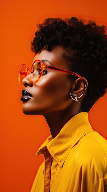 Black woman wearing glasses short hair