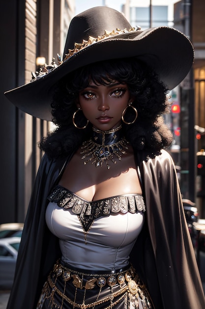 Black woman wearing hat and coat