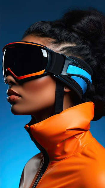 Black woman wearing snow goggle glasses