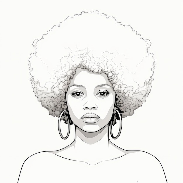 Черная женщина с большим афро, потрясающая векторная иллюстрация