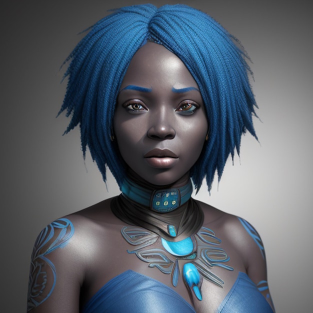 black woman with blue hair