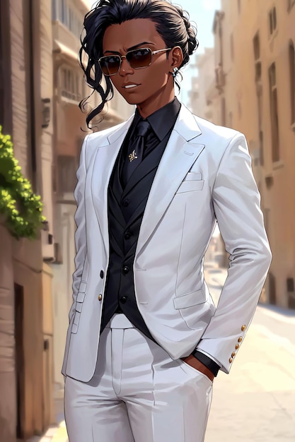 Photo black woman with white suit