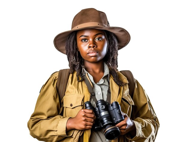 Photo black woman zoologist transparent white isolated backgrou white background white background hd pho