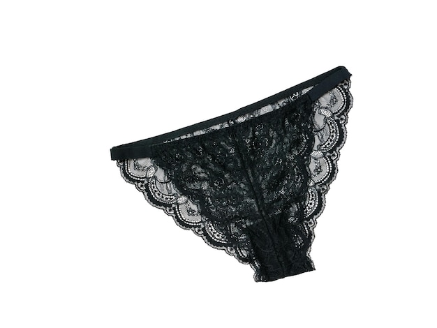 Black women's panties isolated on a white background Underwear The view from the top