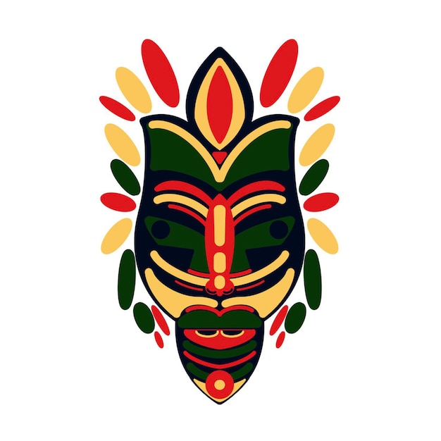 Black wooden african kwanzaa mask in modern style on a white background High quality illustration