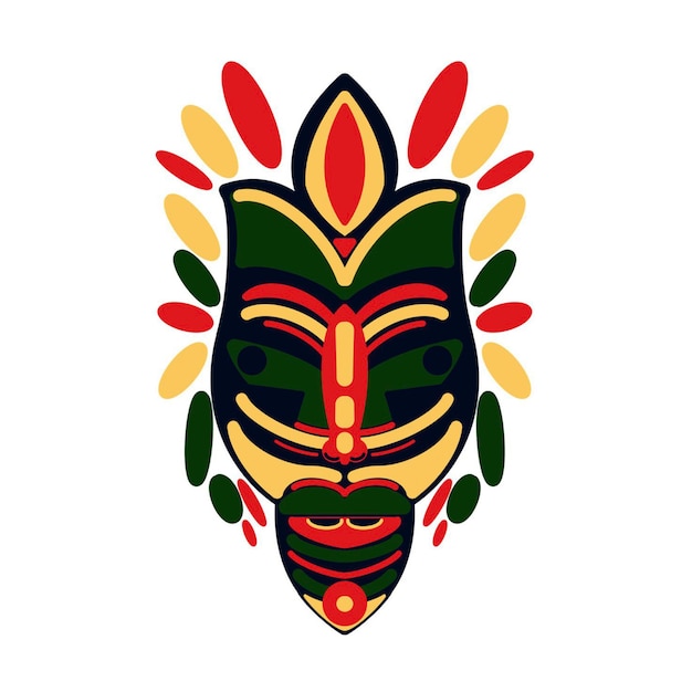 Photo black wooden african kwanzaa mask in modern style on a white background high quality illustration