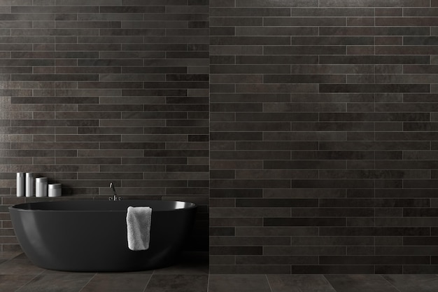 Photo black wooden bathroom tub