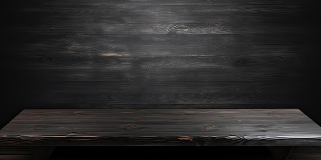 Black wooden interior table for product display