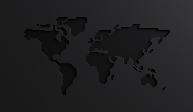 Photo black world map 3d render illustration