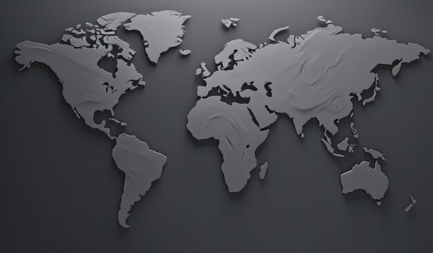 Photo black world map on a white background