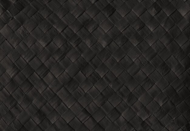 Black woven bamboo mat texture Horizontal background