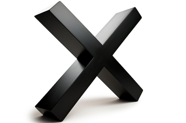 A black x shaped object is on a white background.