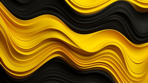 черный и желтый фон с волнистым рисунком генеративный ai