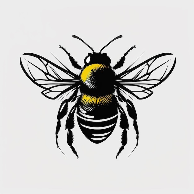 A black and yellow bee with a white stripe on its body generative ai