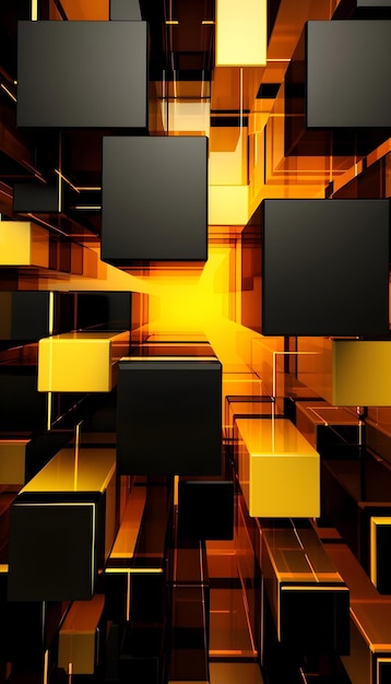 Photo a black and yellow cubes