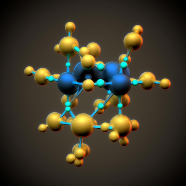 A black and yellow image of a molecular structure with the number 60 on it.