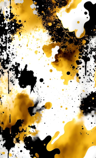 Черная и желтая краска с белым фоном
